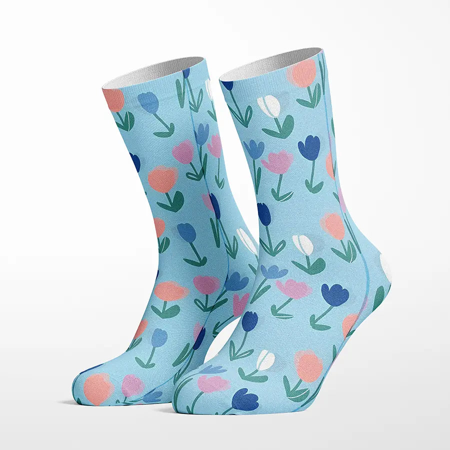 Pastel Tulips crew socks