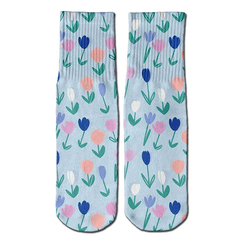 Pastel Tulips crew socks