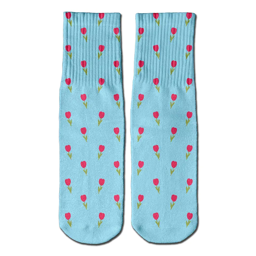 Pink Tulips crew socks