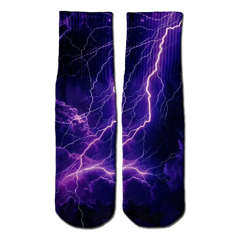 Purple Lightning crew socks