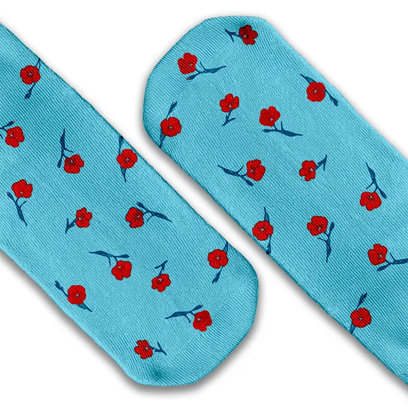 Red Poppies crew socks