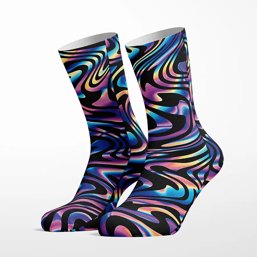 Wavy Rainbow crew socks